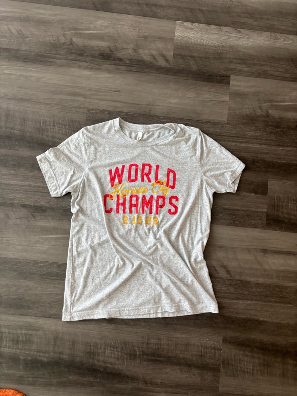 KC chiefs Tee in Heather Gray with Red & Yellow Print